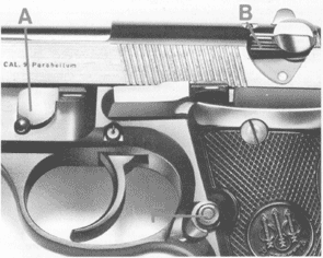 Beretta pistol Model 92SB disassembly key