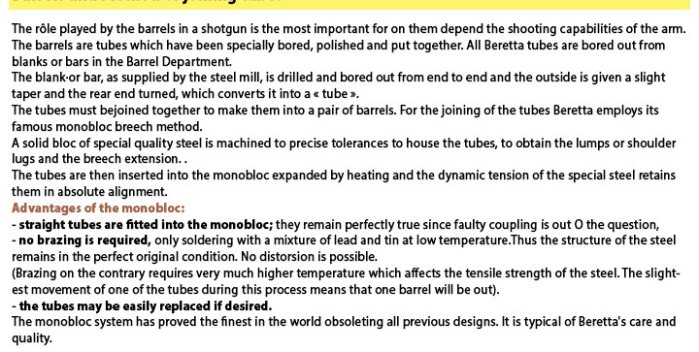 beretta monobloc description
