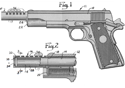 US Patent Office 92935000 - Combination Torque and recoil compensator and barrel bushing for guns -