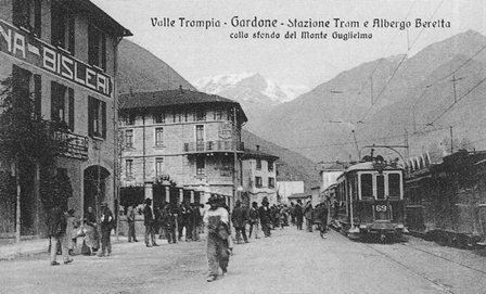 View of Gardone at 1830, Tram Station, Hotel Beretta, Guglielmo Montain 