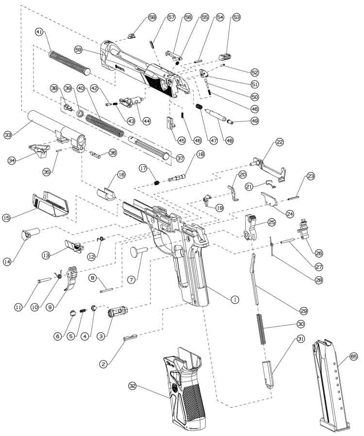 beretta 90-two exploded view drowing 